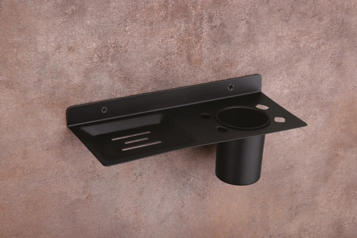 No. 2408 Soap Dish with Tumbler Holder Black